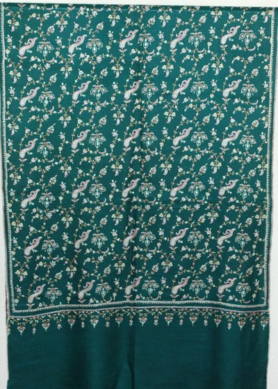 Pashmina Vert Impérial Brodé Main