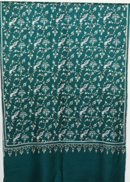 Pashmina Vert Impérial Brodé Main