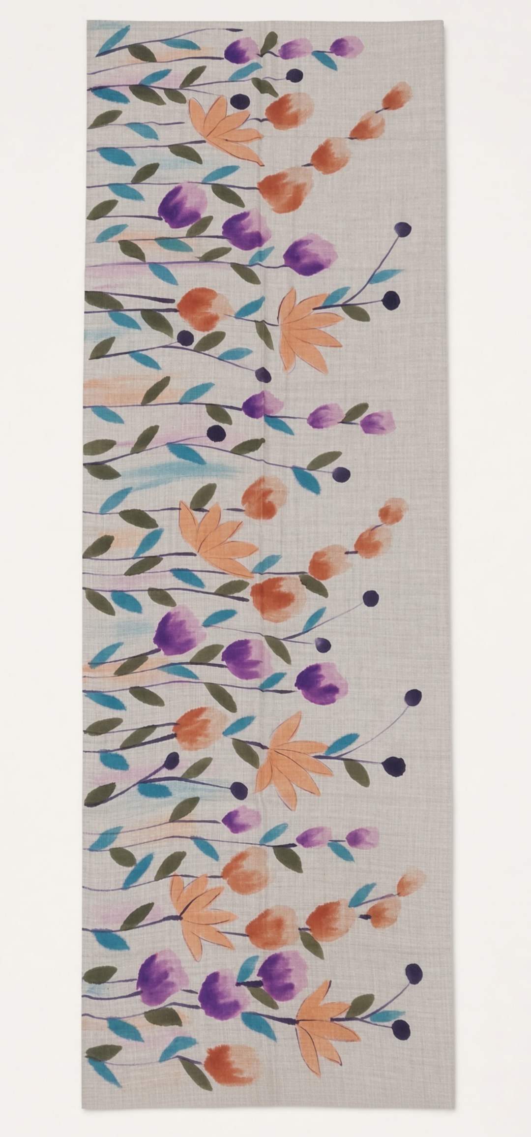 Kaschmirschal Graubeige-violett-koralle