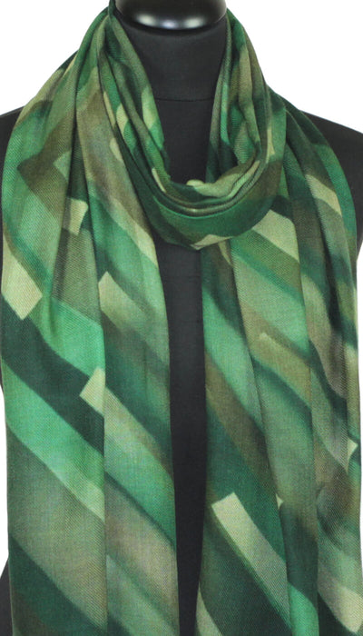 Écharpe cachemire femme vert émeraude  kaki