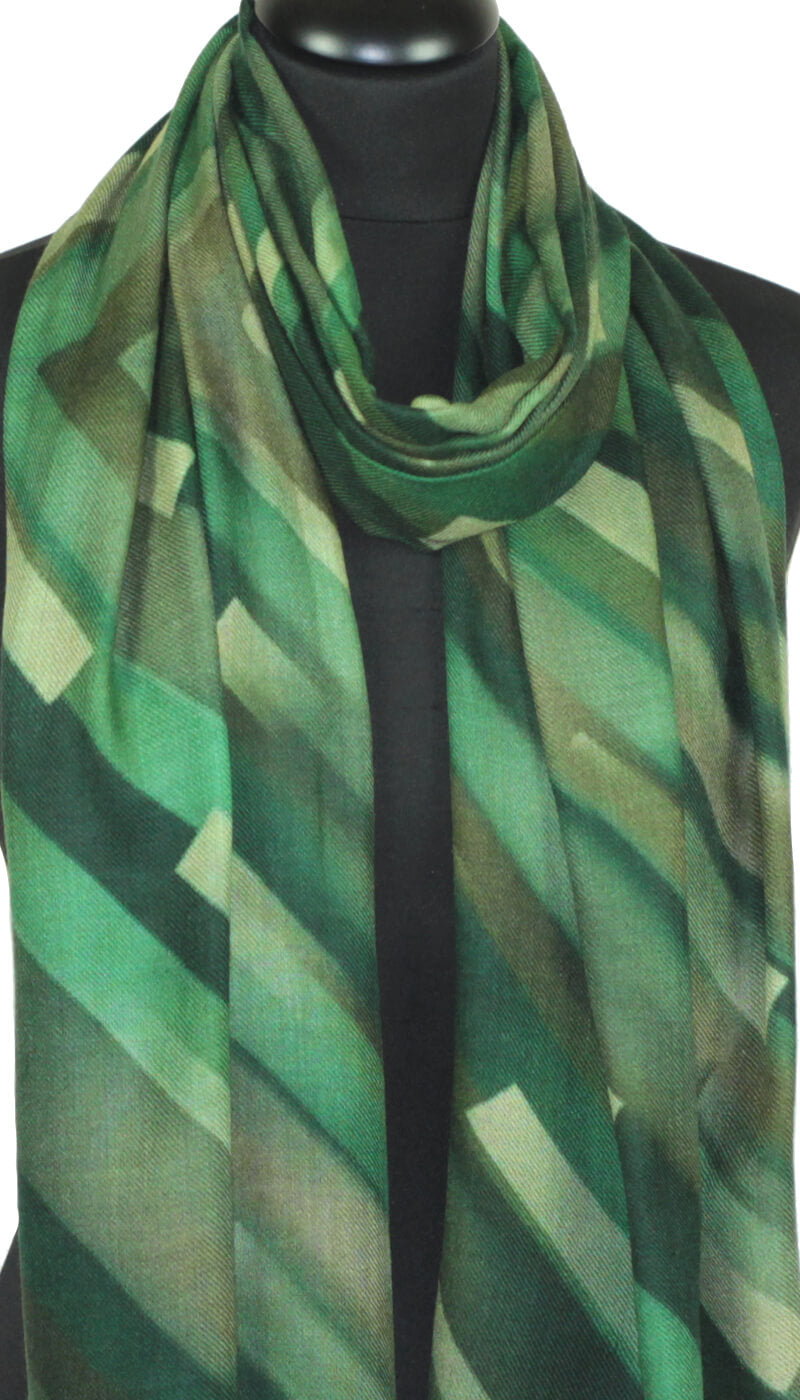 Écharpe cachemire femme vert émeraude  kaki