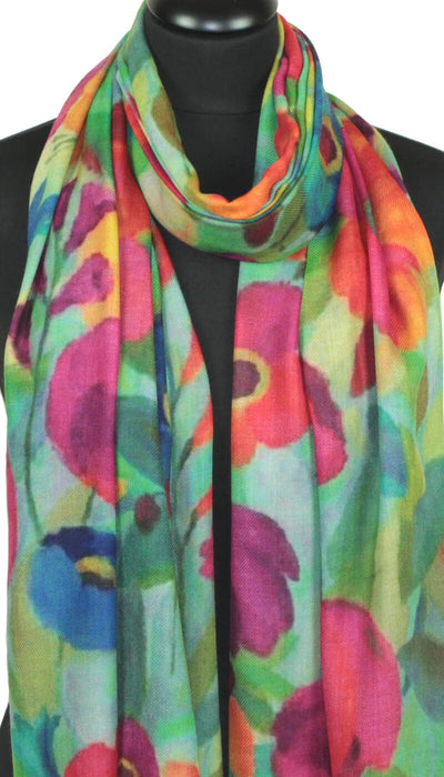 écharpe cachemire femme vert rose
