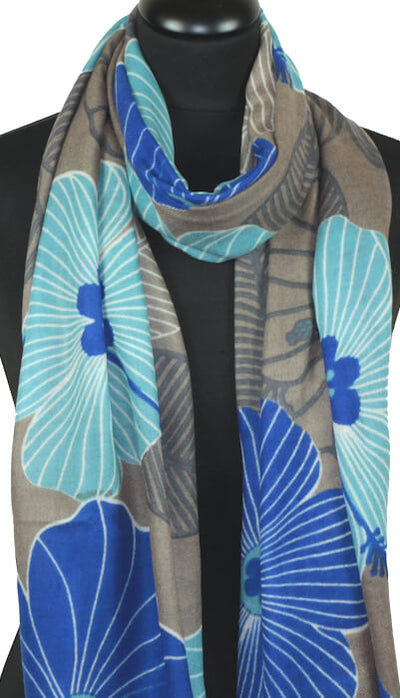 Écharpe Cachemire Beige-Bleu-Gris