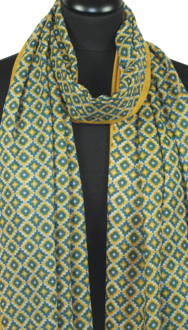 Écharpe Cachemire Jaune-Bleu