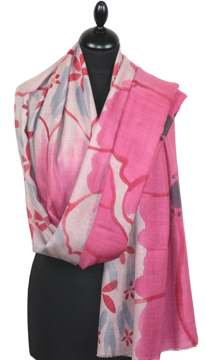 Pink-Coral-grey Cashmere Scarf