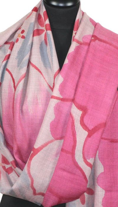 Pink-Coral-grey Cashmere Scarf