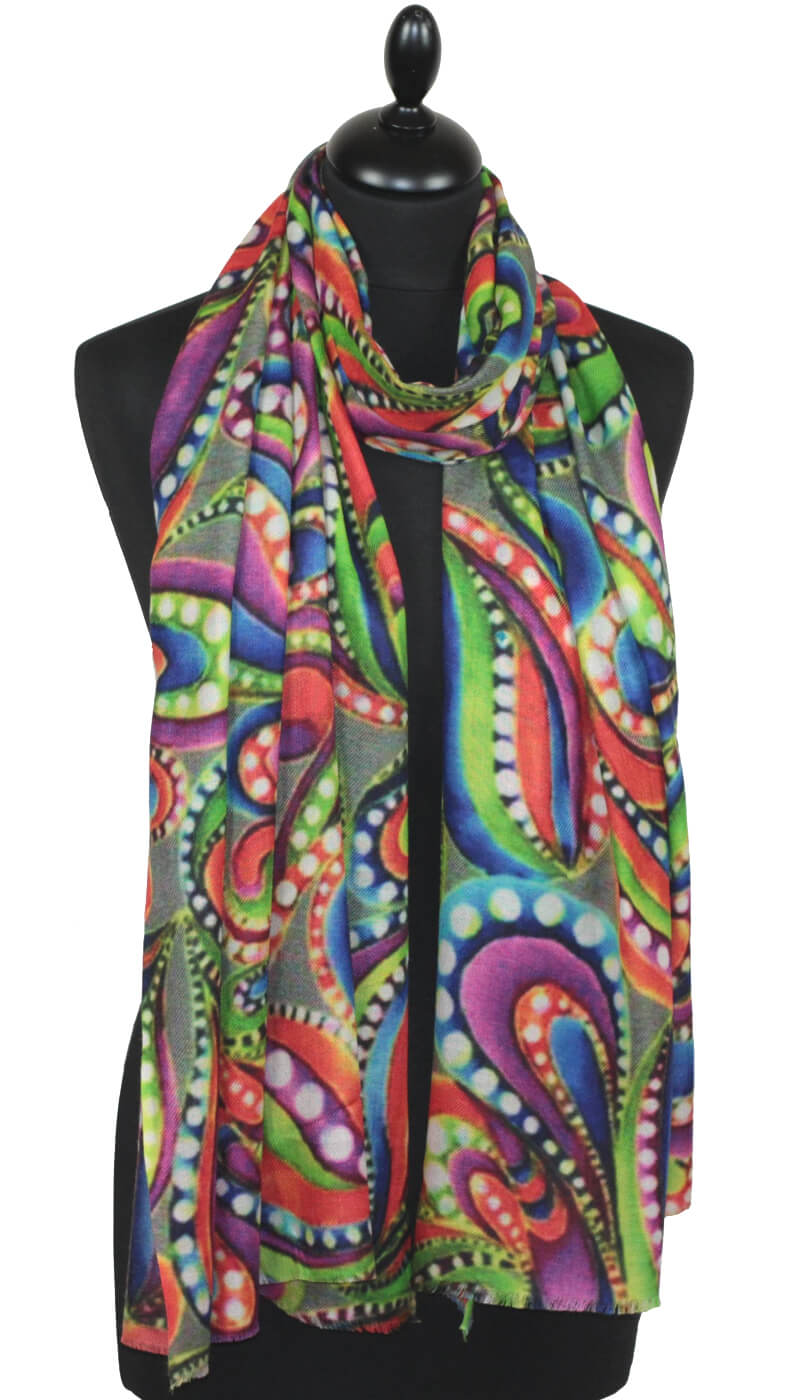 Colorful Arabesque Cashmere Scarf