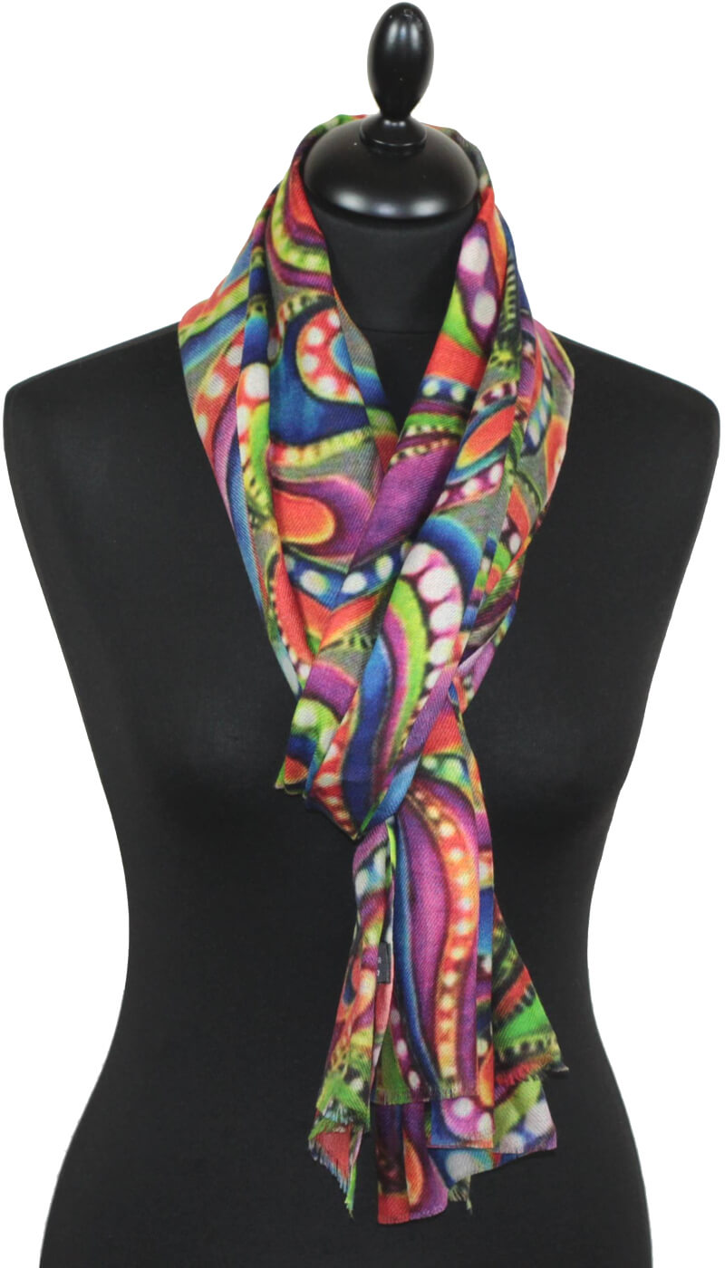 Colorful Arabesque Cashmere Scarf