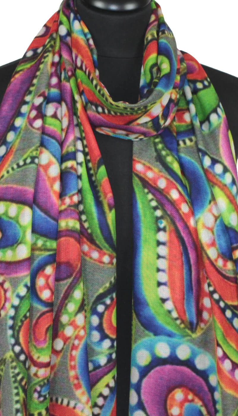 Colorful Arabesque Cashmere Scarf