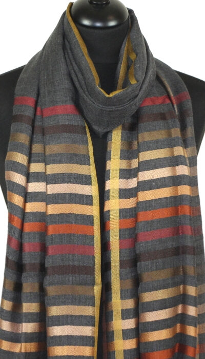 Écharpe en Laine et Soie Gris Anthracite