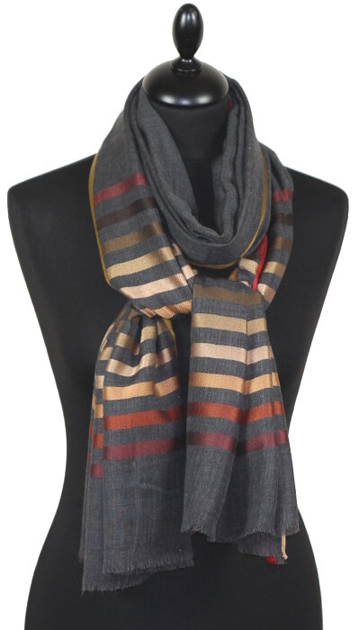Écharpe en Laine et Soie Gris Anthracite