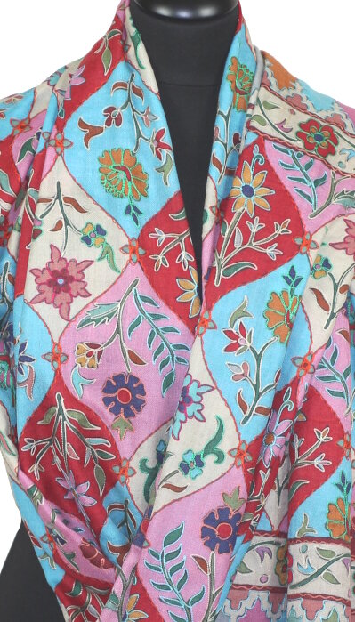 Étole Cachemire Multicolore Brodée
