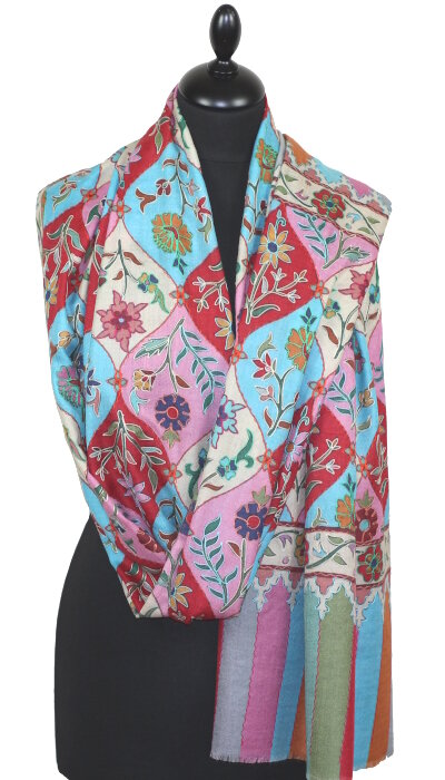Étole Cachemire Multicolore Brodée