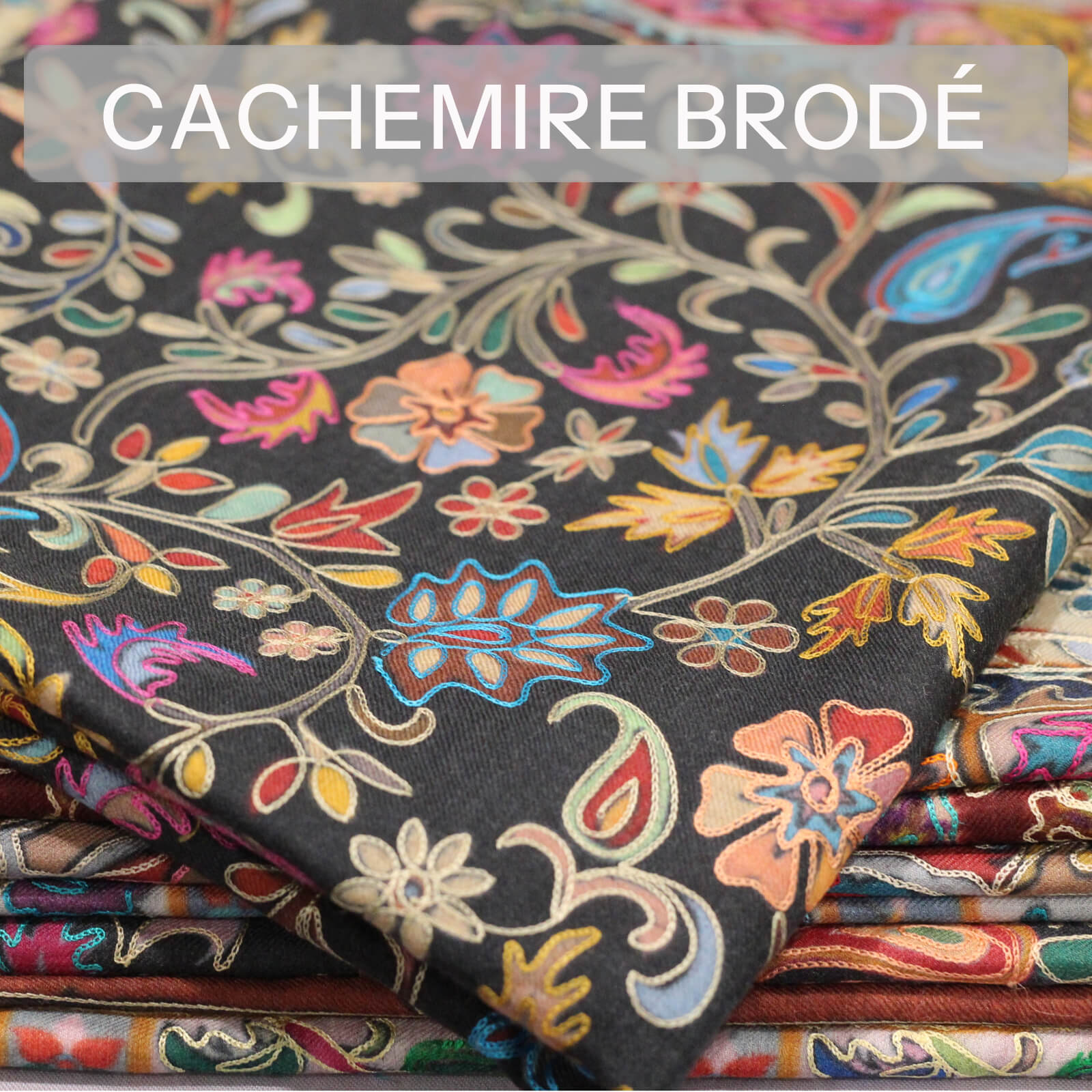 étole cachemire brodée