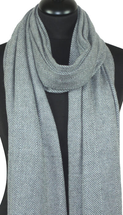 Étole Laine et Cachemire Gris Bleuté