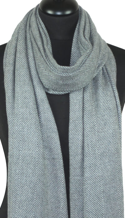 Étole Laine et Cachemire Gris Bleuté