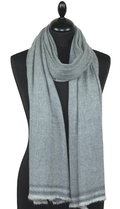 Étole Laine et Cachemire Gris Bleuté