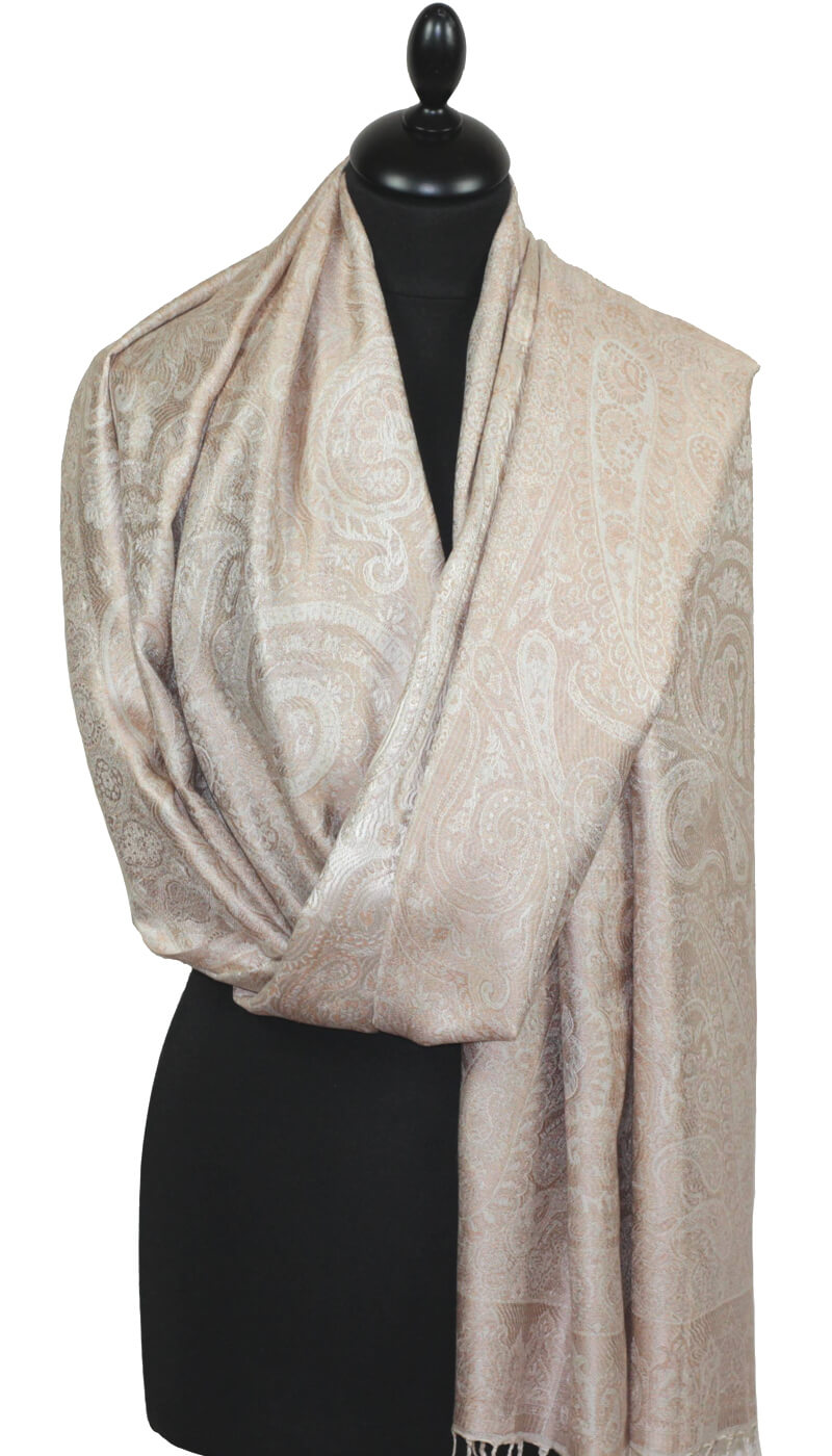 Étole en Soie Beige rosé-Écru