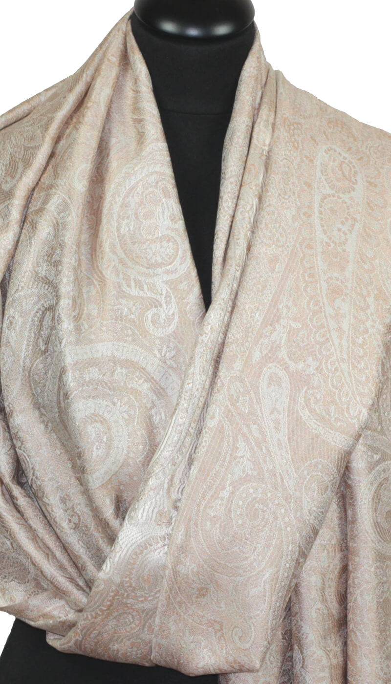 Étole en Soie Beige rosé-Écru