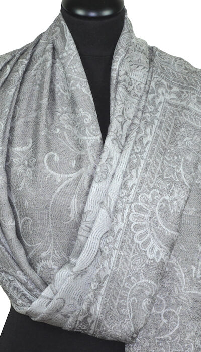 Étole en Modal/Soie Gris-Écru-Beige