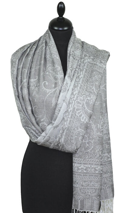 Étole en Modal/Soie Gris-Écru-Beige