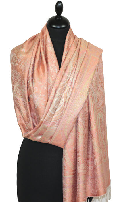 Étole en Soie femme rose saumon