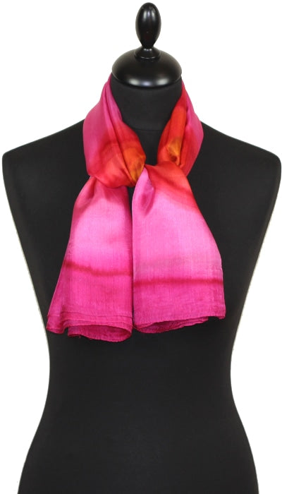 Foulard Carré en Soie Rose-Orange-Or