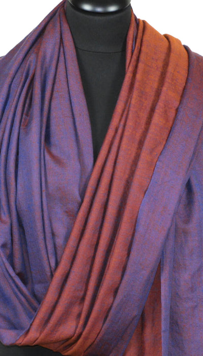 Large Two-Tone Brick Red-Blue Pashmina