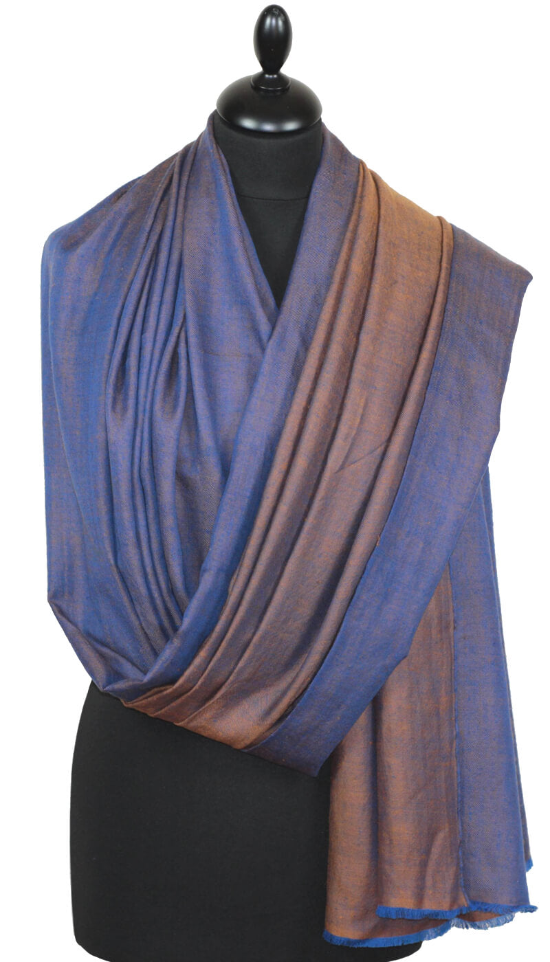 Large Two-Tone Orange-Blue Pashmina