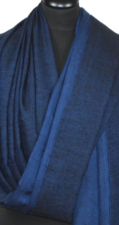 Grand Pashmina Bicolore Noir-Bleu