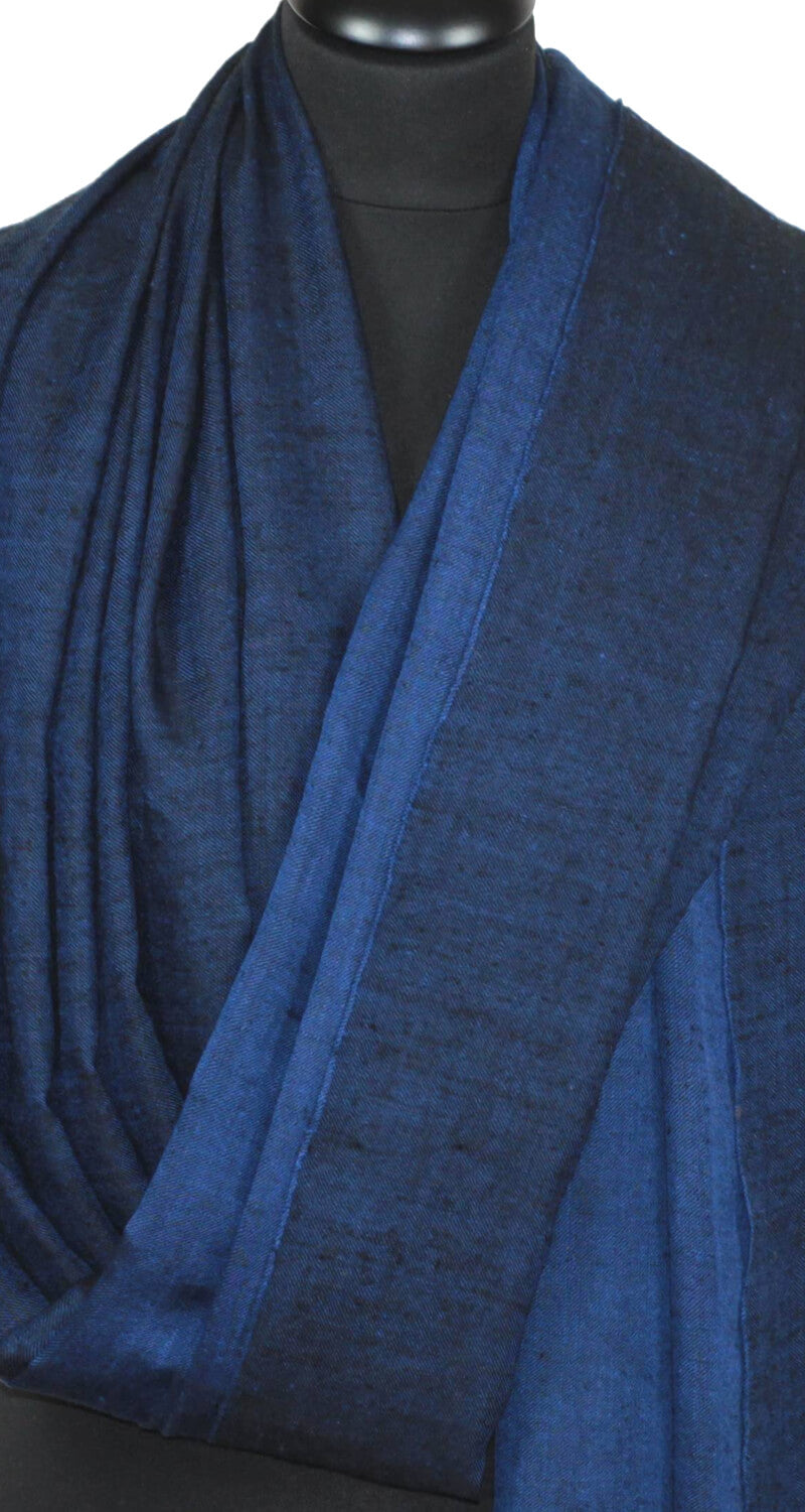 Grand Pashmina Bicolore Noir-Bleu