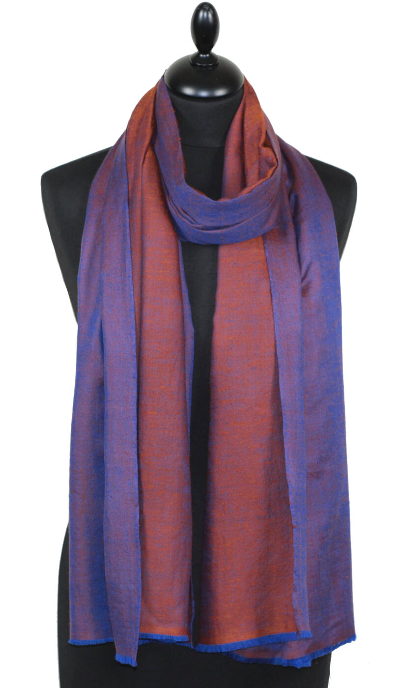 Pashmina bicolore bleu-brique