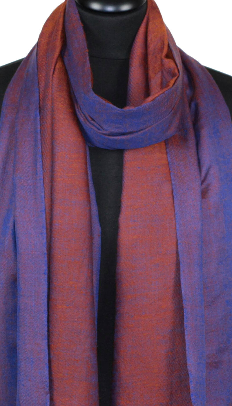 Pashmina bicolore bleu-brique