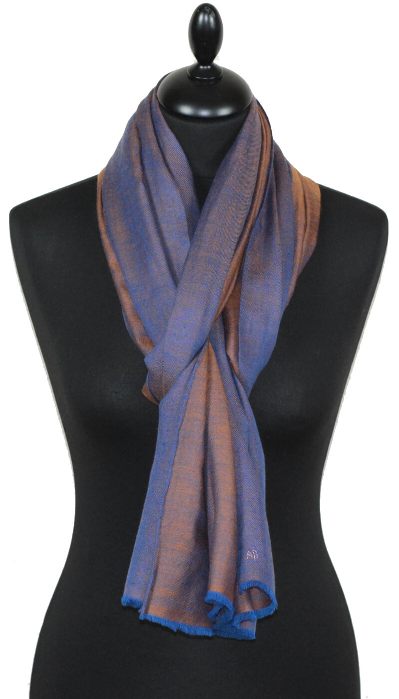 Pashmina Bicolore Bleu-Orange
