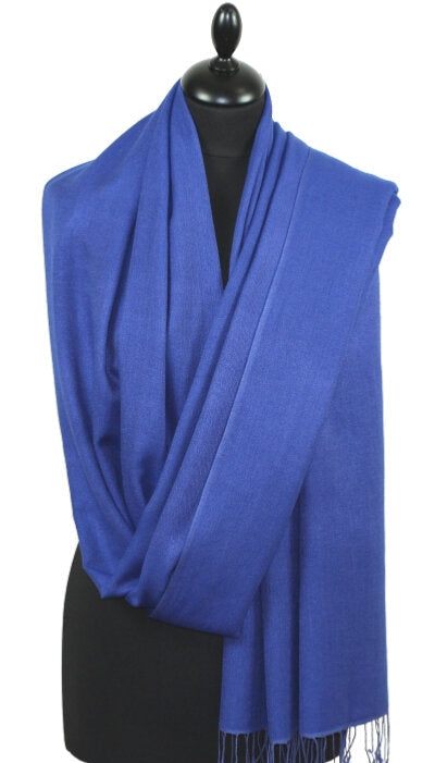 Pashmina  bleu saphir – étole cachemire et soie