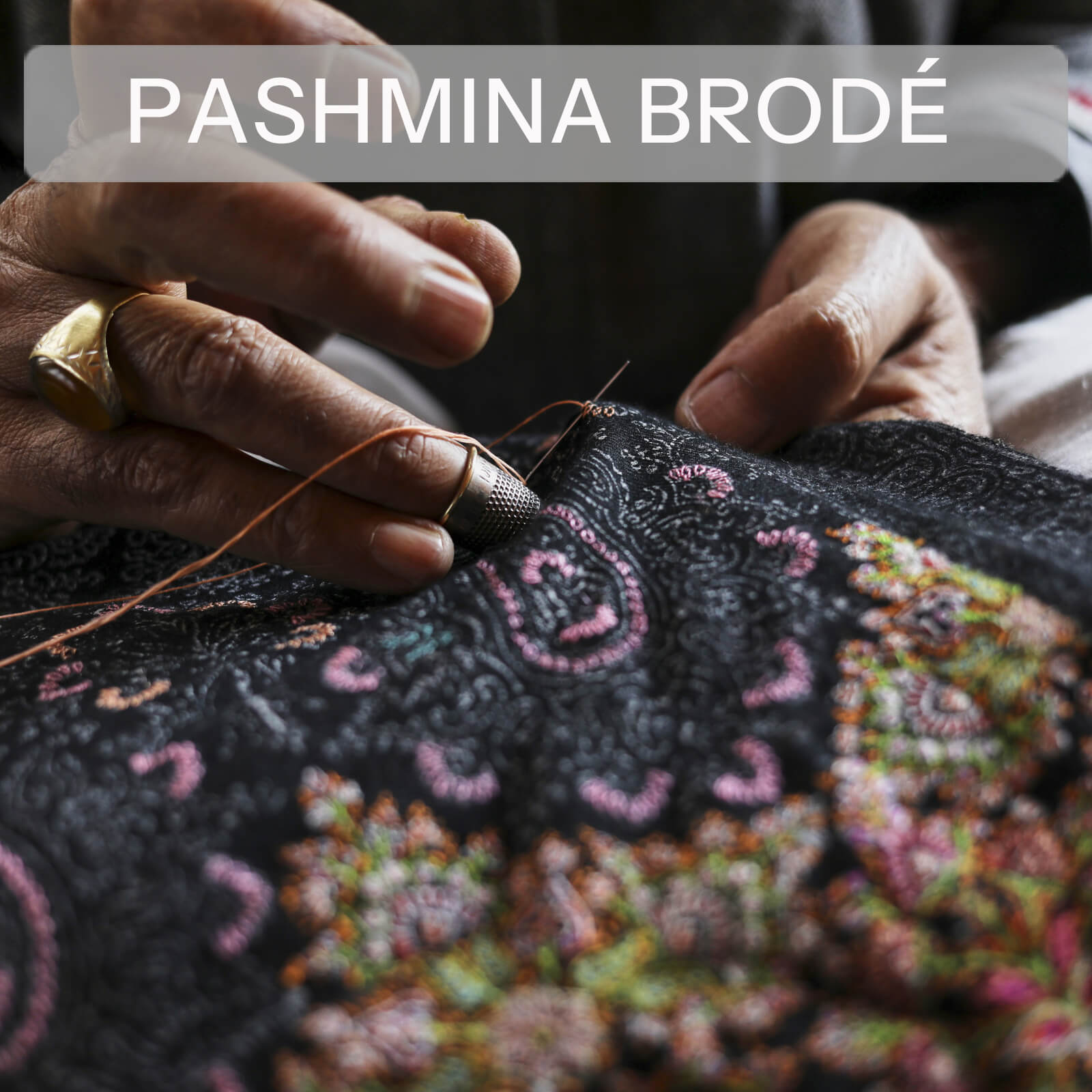 Pashmina brodé main en cachemire d'Inde