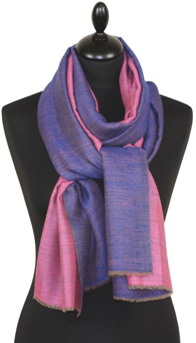 Pashmina Bicolore Bleu-Rose