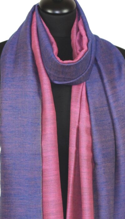 Pashmina Bicolore Bleu-Rose