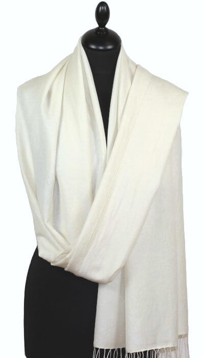 Pashmina ivoire en cachemire et soie