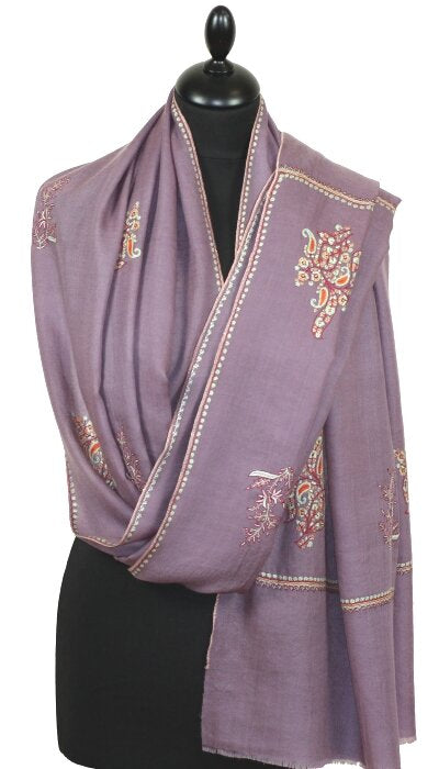 Pashmina Mauve Brodé Main