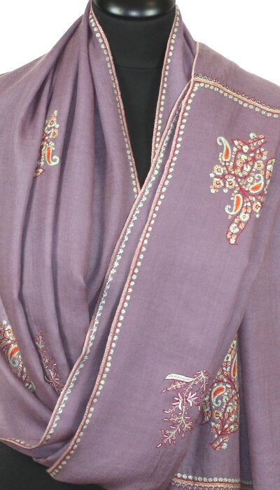 Pashmina Mauve Brodé Main