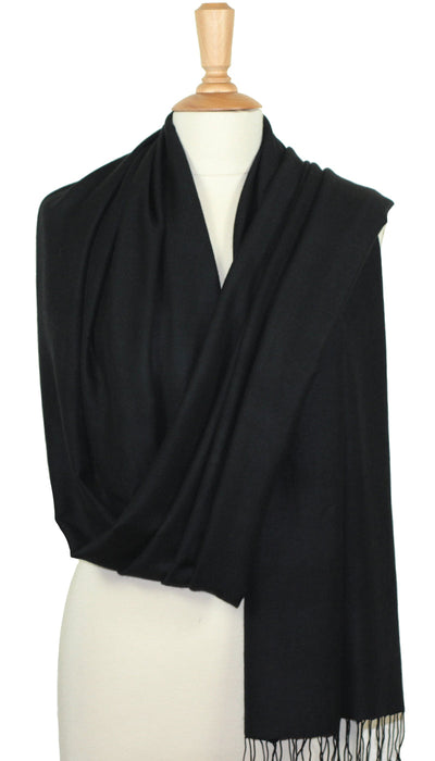 Pashmina noir en cachemire et soie