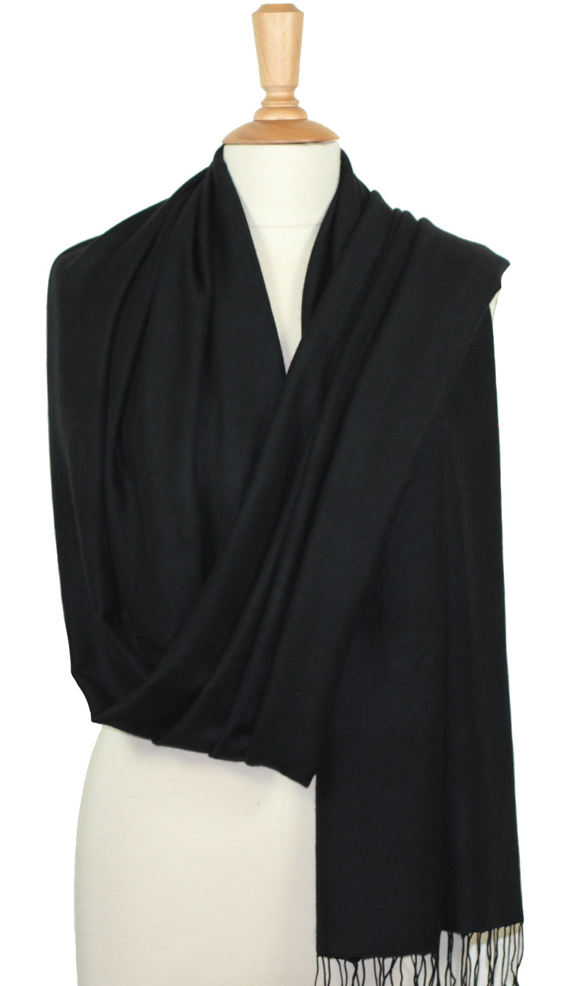 Pashmina noir en cachemire et soie