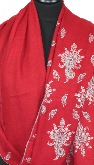 Handbestickter roter Pashmina