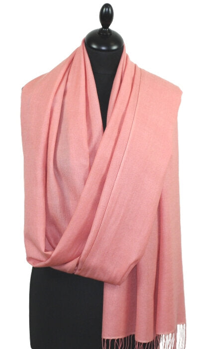 Pashmina saumon en cachemire et soie