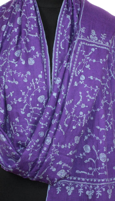 Handbestickter violett Pashmina
